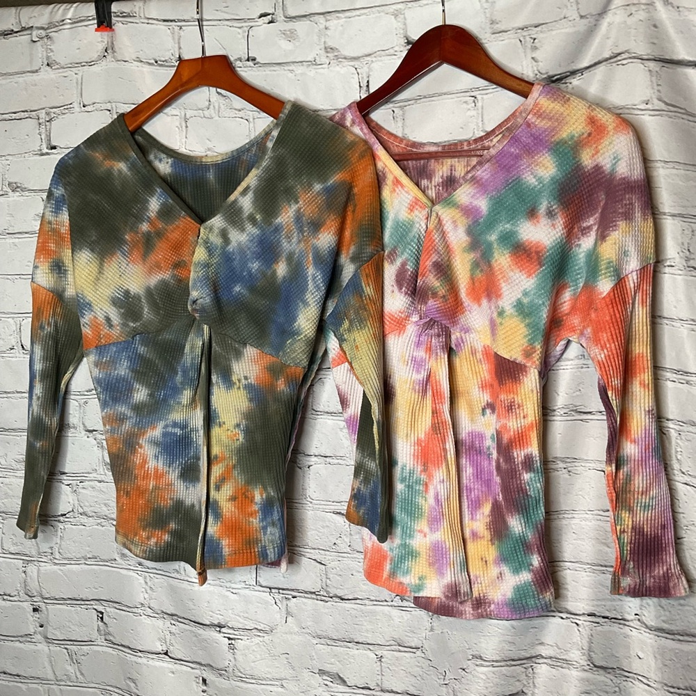 Colorful Tie-Dye Long Sleeve Tops - bundle of of 2
